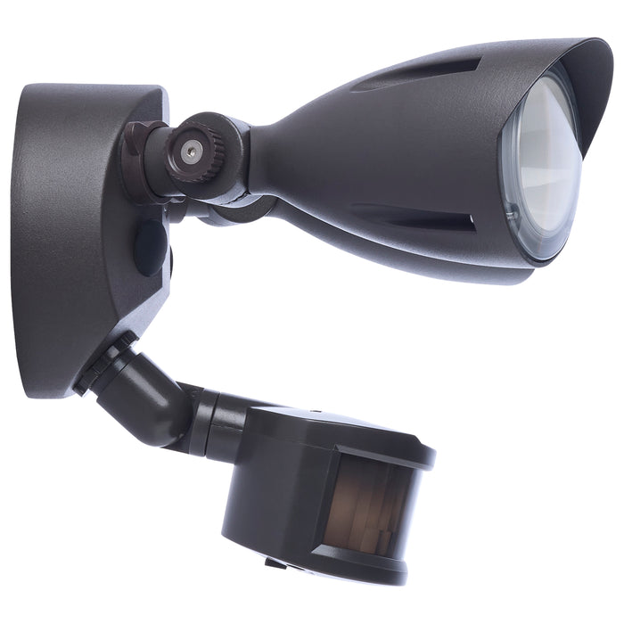 SATCO/NUVO 20W LED Dual Bullet Head Security Flood Light CCT Selectable 3000K/4000K/5000K 80 CRI 120-277V Bronze Finish Motion Sensor (65-1413)
