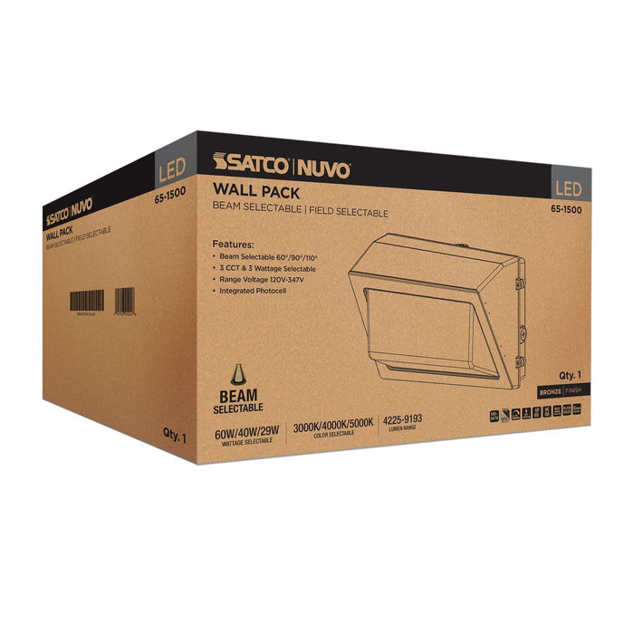 SATCO/NUVO LED Wall Pack Wattage/CCT Selectable 60W/40W/29W 3000K/4000K/5000K Beam Angle Selectable 60/90/110 Degree 120-347V (65-1500)