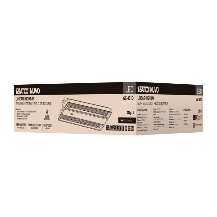SATCO/NUVO LED Linear High Bay Wattage/CCT Selectable 105W/90W/70W 3000K/4000K/5000K Beam Angle Selectable White Finish 120-347V (65-1510)