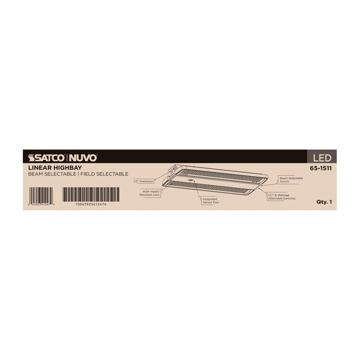 SATCO/NUVO LED Linear High Bay Wattage/CCT Selectable 160W/135W/120W 3000K/4000K/5000K Beam Angle Selectable White Finish 120-347V (65-1511)