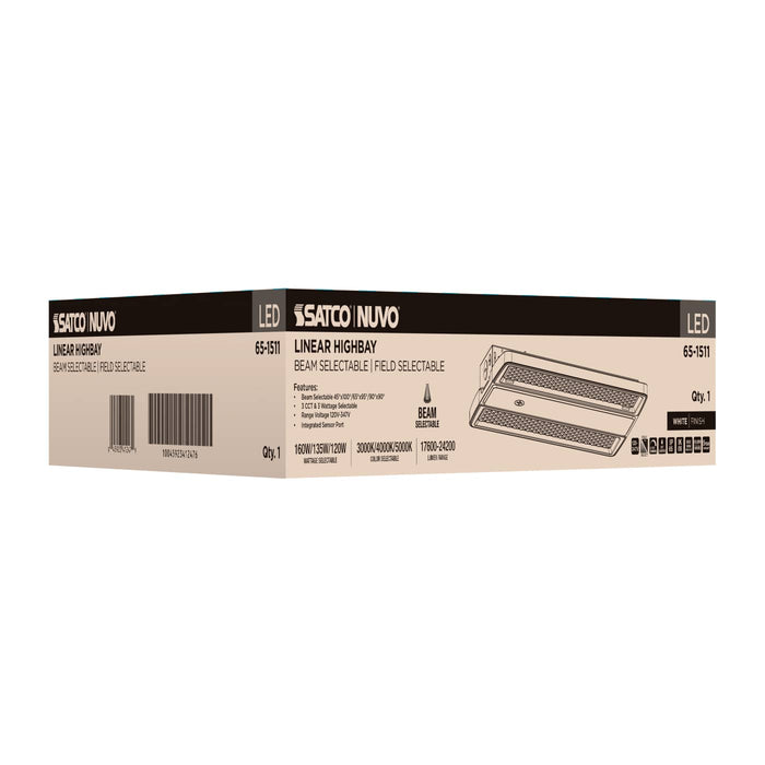 SATCO/NUVO LED Linear High Bay Wattage/CCT Selectable 160W/135W/120W 3000K/4000K/5000K Beam Angle Selectable White Finish 120-347V (65-1511)