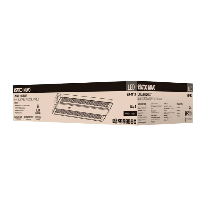 SATCO/NUVO LED Linear High Bay Wattage/CCT Selectable 240W/220W/180W 3000K/4000K/5000K Beam Angle Selectable White Finish 120-347V (65-1512)