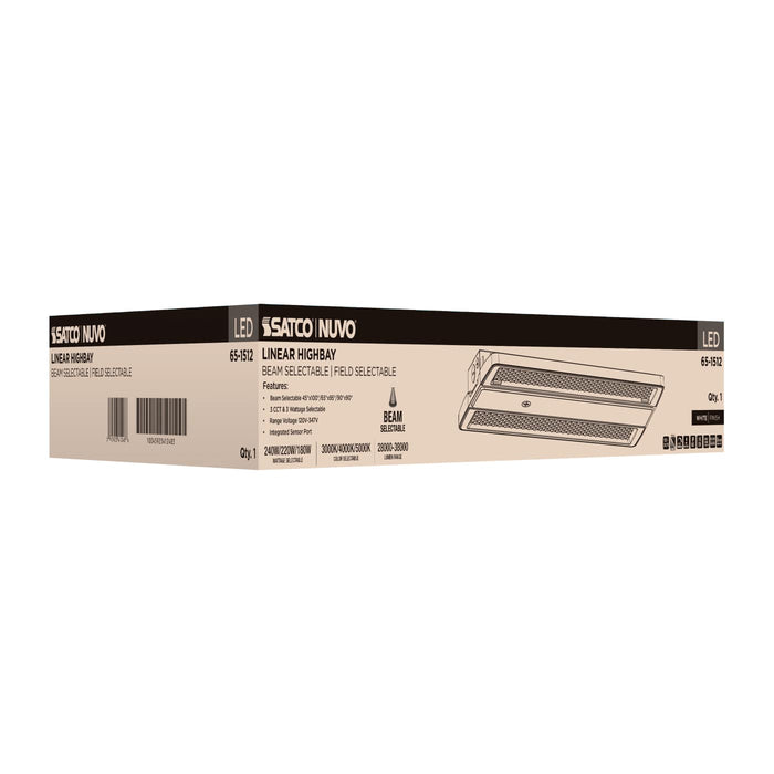 SATCO/NUVO LED Linear High Bay Wattage/CCT Selectable 240W/220W/180W 3000K/4000K/5000K Beam Angle Selectable White Finish 120-347V (65-1512)