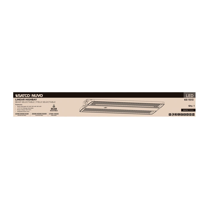 SATCO/NUVO LED Linear High Bay Wattage/CCT Selectable 320W/295W/225W 3000K/4000K/5000K Beam Angle Selectable White Finish 120-347V (65-1513)