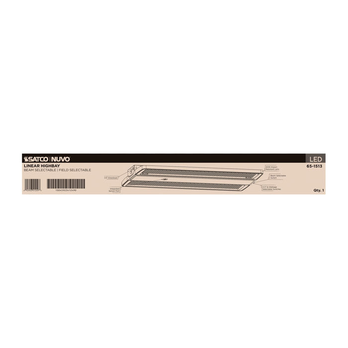 SATCO/NUVO LED Linear High Bay Wattage/CCT Selectable 320W/295W/225W 3000K/4000K/5000K Beam Angle Selectable White Finish 120-347V (65-1513)