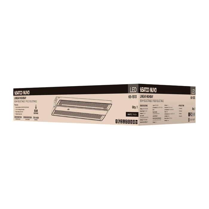 SATCO/NUVO LED Linear High Bay Wattage/CCT Selectable 320W/295W/225W 3000K/4000K/5000K Beam Angle Selectable White Finish 120-347V (65-1513)
