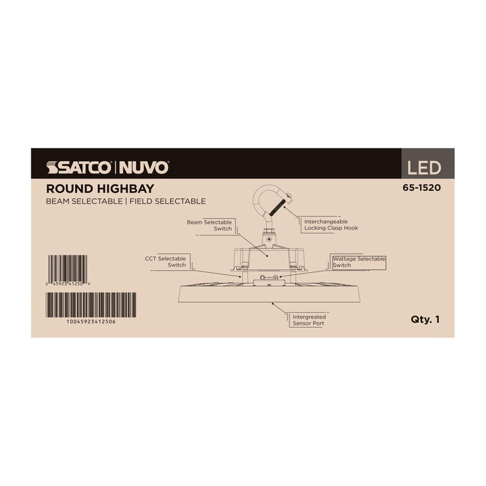SATCO/NUVO LED UFO High Bay Wattage/CCT Selectable 120W/100W/80W 3000K/4000K/5000K 120-347V Selectable Beam Angle 60/80/100 Degree Black (65-1520)