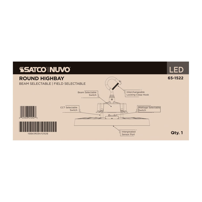 SATCO/NUVO LED UFO High Bay Wattage/CCT Selectable 120W/100W/80W 3000K/4000K/5000K 120-347V Selectable Beam Angle 60/80/100 Degree White (65-1522)