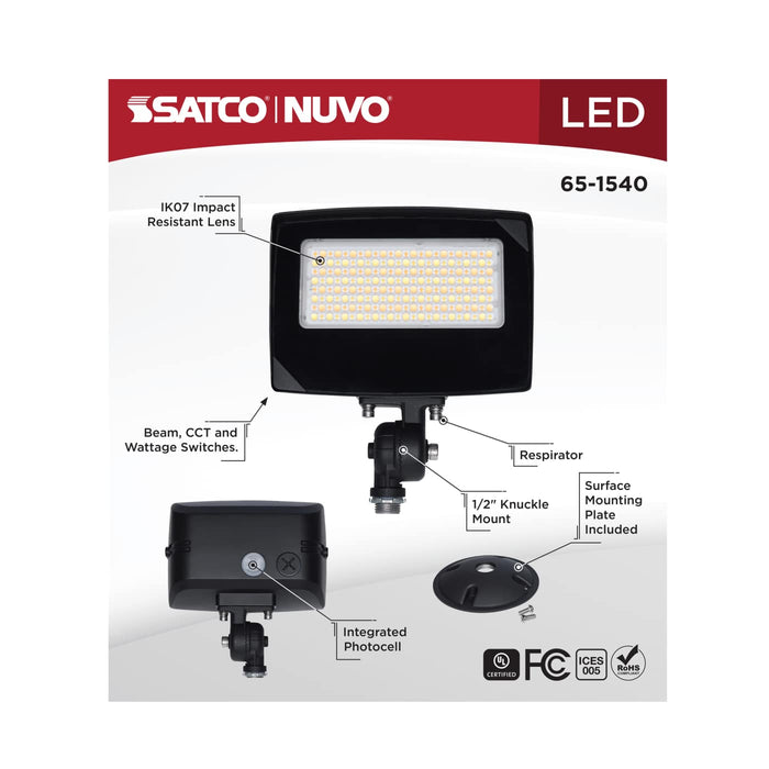 SATCO/NUVO LED Flood Light Wattage/CCT Selectable 35W/25W/15W 3000K/4000K/5000K Beam Angle Selectable Bronze Finish 120-347V (65-1540)