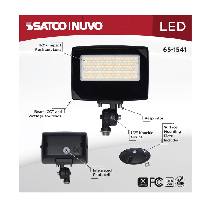 SATCO/NUVO LED Flood Light Wattage/CCT Selectable 80W/60W/45W 3000K/4000K/5000K Beam Angle Selectable Bronze Finish 120-347V (65-1541)
