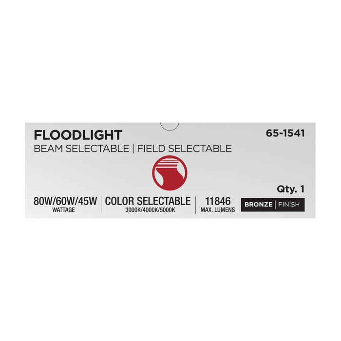 SATCO/NUVO LED Flood Light Wattage/CCT Selectable 80W/60W/45W 3000K/4000K/5000K Beam Angle Selectable Bronze Finish 120-347V (65-1541)