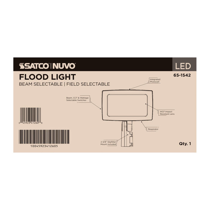 SATCO/NUVO LED Flood Light Wattage/CCT Selectable 150W/125W/100W 3000K/4000K/5000K Beam Angle Selectable Bronze Finish 120-347V (65-1542)