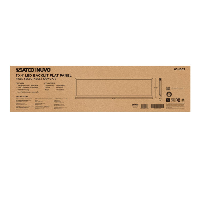 SATCO/NUVO 1X4 LED Backlit Flat Panel Wattage/CCT Selectable 20W/30W/40W 3500K/4000K/5000K 120-277V White (65-1663)
