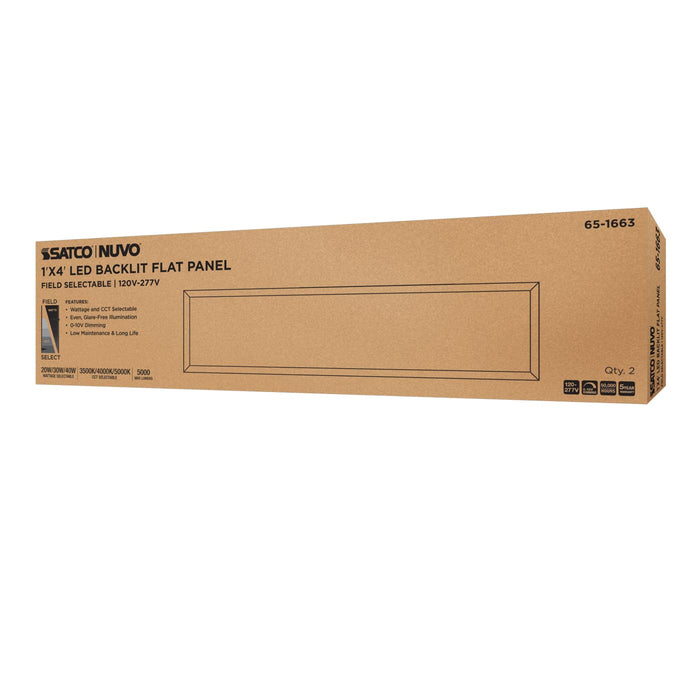 SATCO/NUVO 1X4 LED Backlit Flat Panel Wattage/CCT Selectable 20W/30W/40W 3500K/4000K/5000K 120-277V White (65-1663)