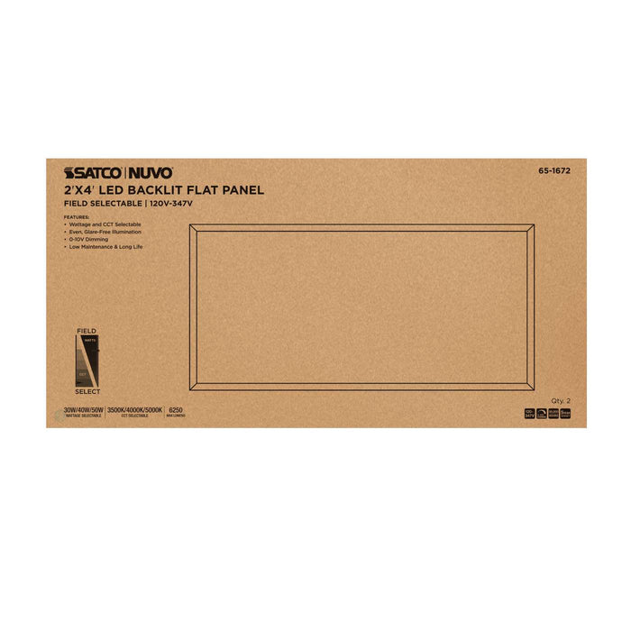 SATCO/NUVO 2X4 LED Backlit Flat Panel Wattage/CCT Selectable 30W/40W/50W 3500K/4000K/5000K 120-347V White (65-1672)