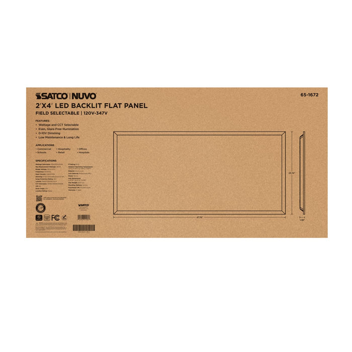 SATCO/NUVO 2X4 LED Backlit Flat Panel Wattage/CCT Selectable 30W/40W/50W 3500K/4000K/5000K 120-347V White (65-1672)