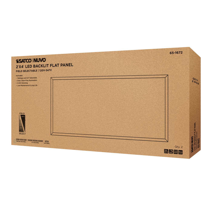 SATCO/NUVO 2X4 LED Backlit Flat Panel Wattage/CCT Selectable 30W/40W/50W 3500K/4000K/5000K 120-347V White (65-1672)