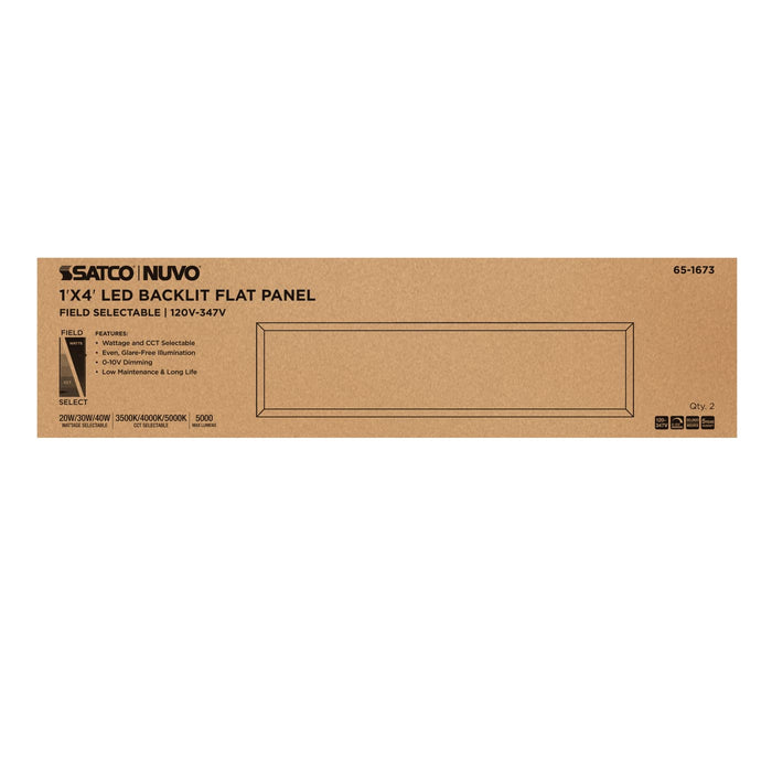 SATCO/NUVO 1X4 LED Backlit Flat Panel Wattage/CCT Selectable 20W/30W/40W 3500K/4000K/5000K 120-347V White (65-1673)