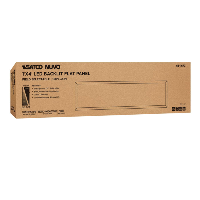 SATCO/NUVO 1X4 LED Backlit Flat Panel Wattage/CCT Selectable 20W/30W/40W 3500K/4000K/5000K 120-347V White (65-1673)
