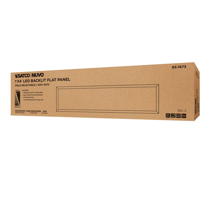 SATCO/NUVO 1X4 LED Backlit Flat Panel Wattage/CCT Selectable 20W/30W/40W 3500K/4000K/5000K 120-347V White (65-1673)