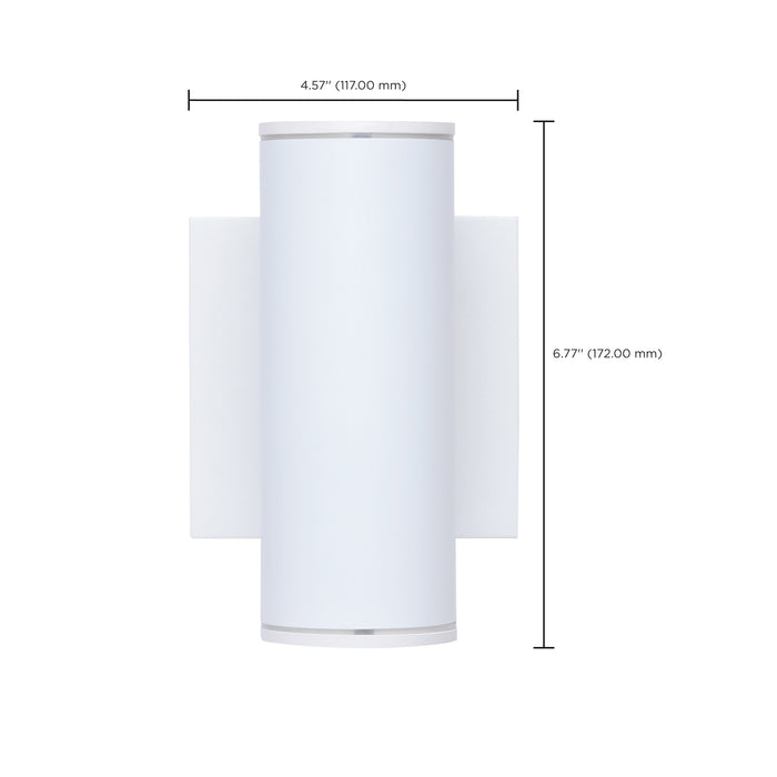 SATCO/NUVO 10W 1-Light Small LED Wall Sconce CCT Selectable 3000K/4000K/5000K 90 CRI Non-Dimmable 120-277V Up Or Down Installation White (65-1750)