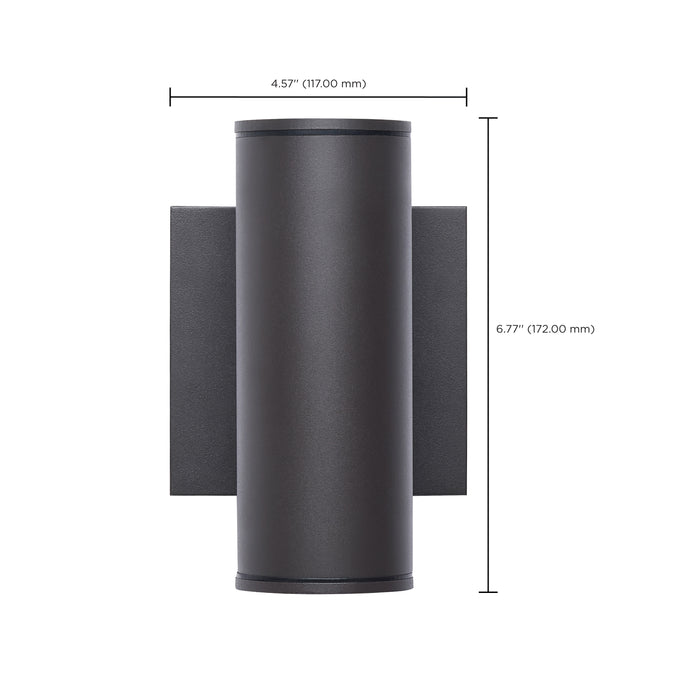 SATCO/NUVO 10W 1-Light Small LED Wall Sconce CCT Selectable 3000K/4000K/5000K 90 CRI Non-Dimmable 120-277V Up Or Down Installation Dark Bronze (65-1752)
