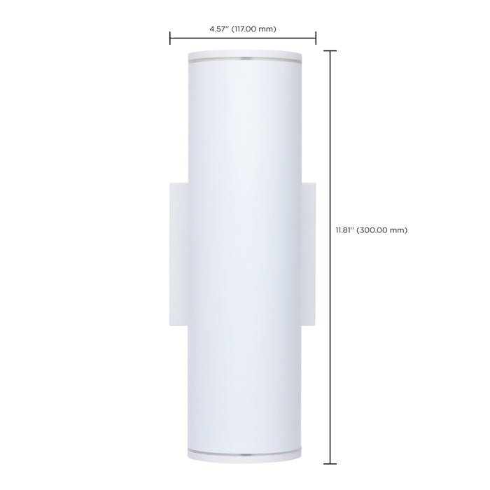 SATCO/NUVO 10W 1-Light Medium LED Wall Sconce CCT Selectable 3000K/4000K/5000K 90 CRI Non-Dimmable 120-277V Up Or Down Installation White (65-1753)