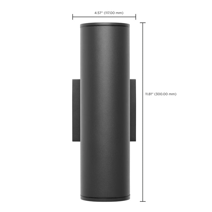 SATCO/NUVO 10W 1-Light Medium LED Wall Sconce CCT Selectable 3000K/4000K/5000K 90 CRI Non-Dimmable 120-277V Up Or Down Installation Black (65-1754)