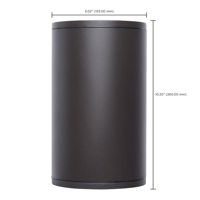 SATCO/NUVO 20W 1-Light Large LED Wall Sconce CCT Selectable 3000K/4000K/5000K 90 CRI Non-Dimmable 120-277V Up Or Down Installation Dark Bronze (65-1758)