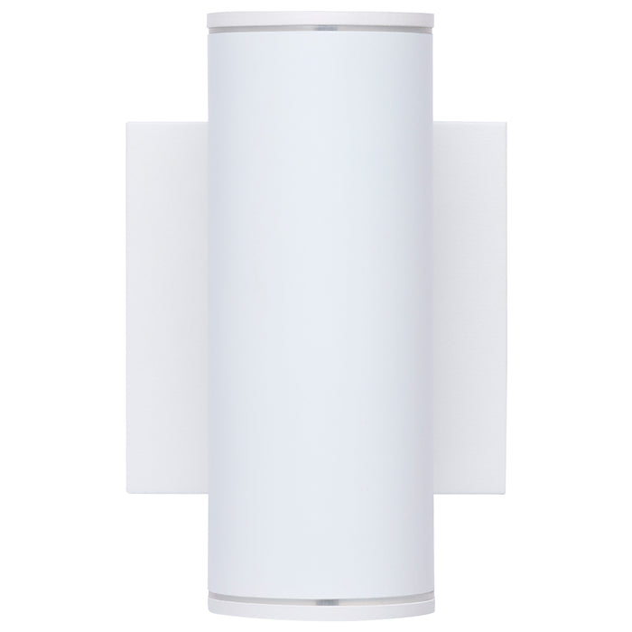 SATCO/NUVO 10W 2-Light Small LED Wall Sconce CCT Selectable 3000K/4000K/5000K 90 CRI Non-Dimmable 120-277V Up And Down Installation White (65-1759)
