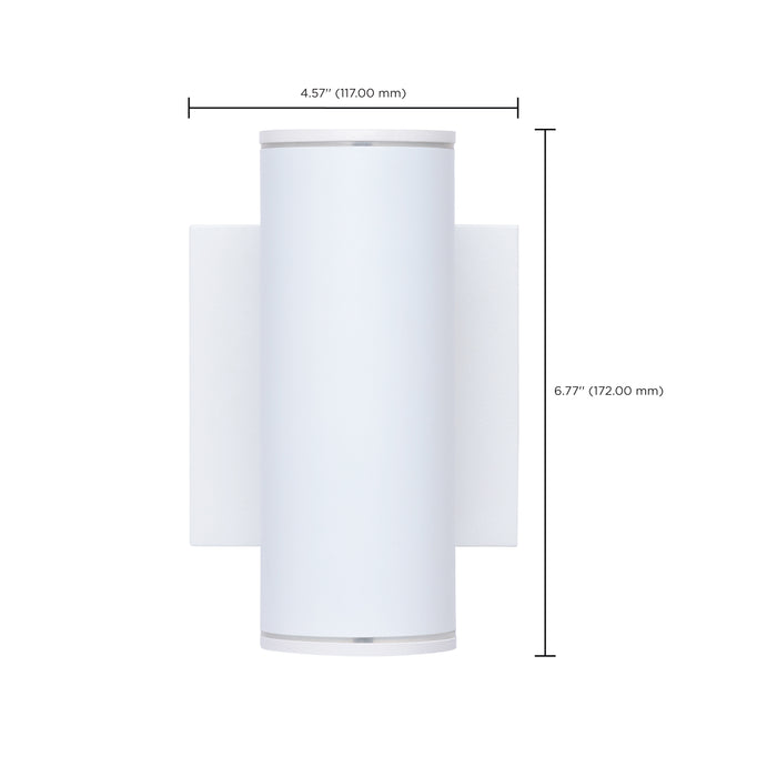 SATCO/NUVO 10W 2-Light Small LED Wall Sconce CCT Selectable 3000K/4000K/5000K 90 CRI Non-Dimmable 120-277V Up And Down Installation White (65-1759)