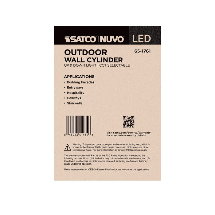 SATCO/NUVO 10W 2-Light Small LED Wall Sconce CCT Selectable 3000K/4000K/5000K 90 CRI Non-Dimmable 120-277V Up And Down Installation Dark Bronze (65-1761)