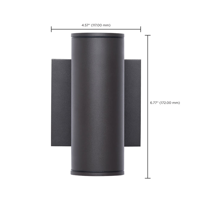 SATCO/NUVO 10W 2-Light Small LED Wall Sconce CCT Selectable 3000K/4000K/5000K 90 CRI Non-Dimmable 120-277V Up And Down Installation Dark Bronze (65-1761)