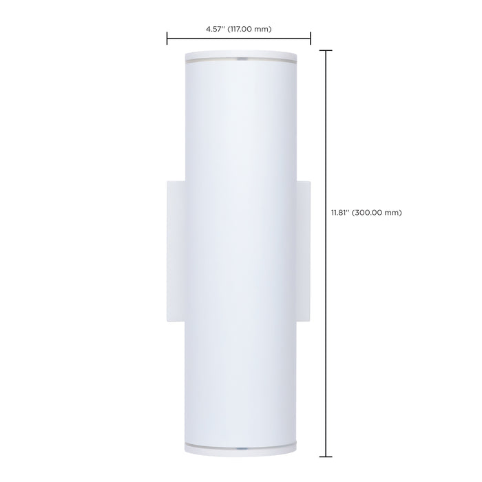 SATCO/NUVO 20W 2-Light Medium LED Wall Sconce CCT Selectable 3000K/4000K/5000K 90 CRI Non-Dimmable 120-277V Up And Down Installation White (65-1762)