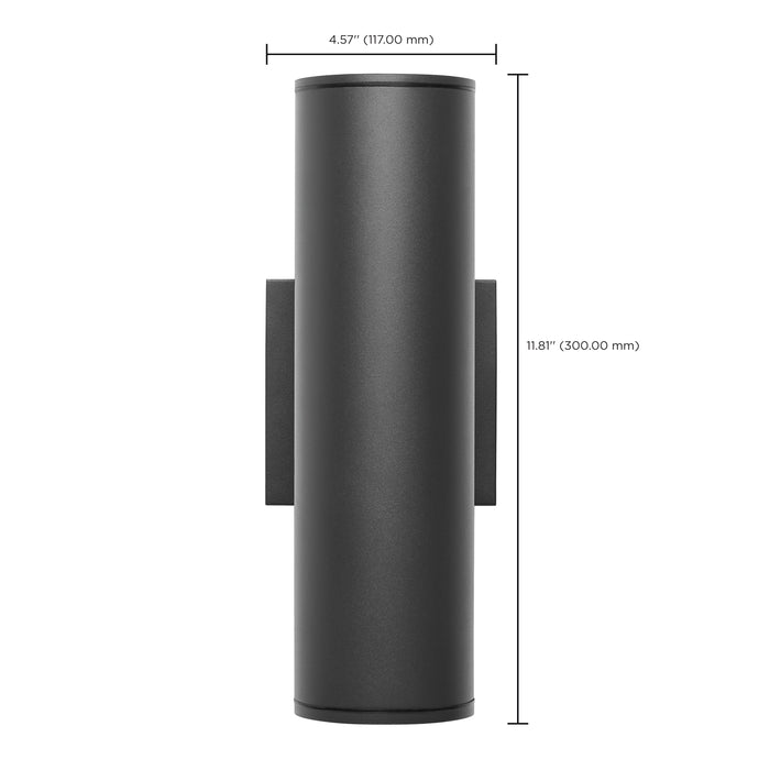 SATCO/NUVO 20W 2-Light Medium LED Wall Sconce CCT Selectable 3000K/4000K/5000K 90 CRI Non-Dimmable 120-277V Up And Down Installation Black (65-1763)