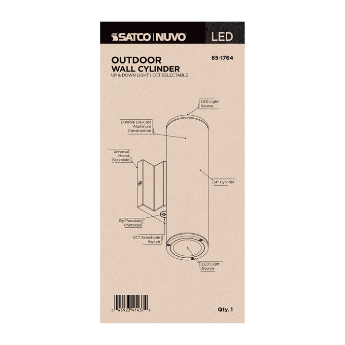 SATCO/NUVO 20W 2-Light Medium LED Wall Sconce CCT Selectable 3000K/4000K/5000K 90 CRI Non-Dimmable 120-277V Up And Down Installation Dark Bronze (65-1764)
