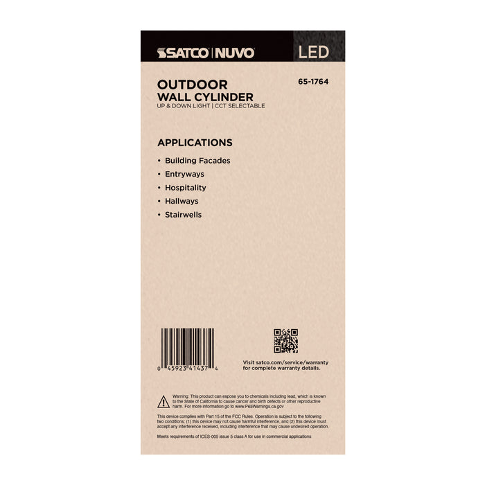 SATCO/NUVO 20W 2-Light Medium LED Wall Sconce CCT Selectable 3000K/4000K/5000K 90 CRI Non-Dimmable 120-277V Up And Down Installation Dark Bronze (65-1764)