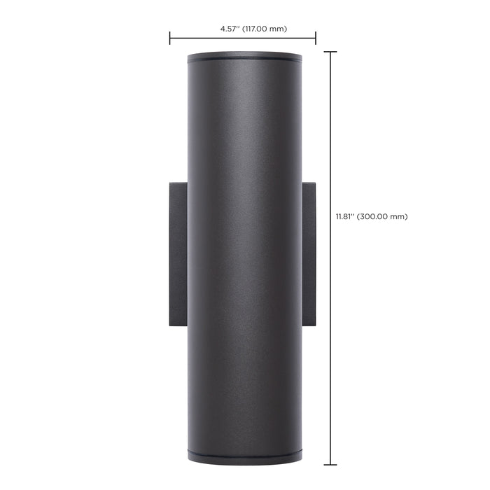 SATCO/NUVO 20W 2-Light Medium LED Wall Sconce CCT Selectable 3000K/4000K/5000K 90 CRI Non-Dimmable 120-277V Up And Down Installation Dark Bronze (65-1764)