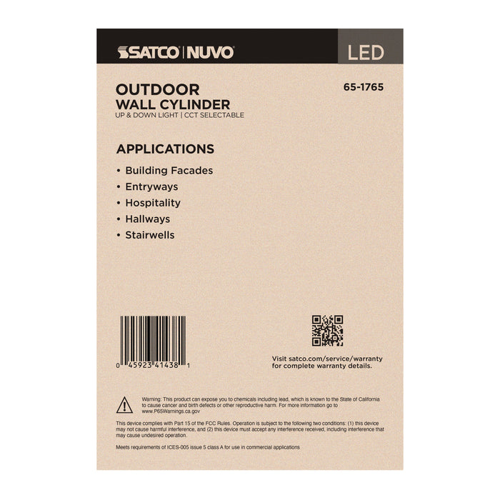 SATCO/NUVO 36W 2-Light Large LED Wall Sconce CCT Selectable 3000K/4000K/5000K 90 CRI Non-Dimmable 120-277V Up And Down Installation White (65-1765)