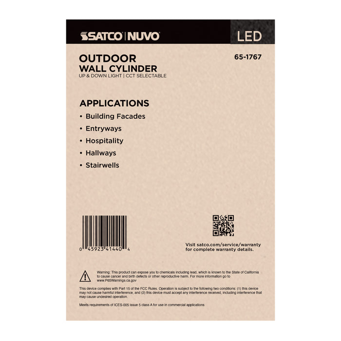SATCO/NUVO 36W 2-Light Large LED Wall Sconce CCT Selectable 3000K/4000K/5000K 90 CRI Non-Dimmable 120-277V Up And Down Installation Dark Bronze (65-1767)