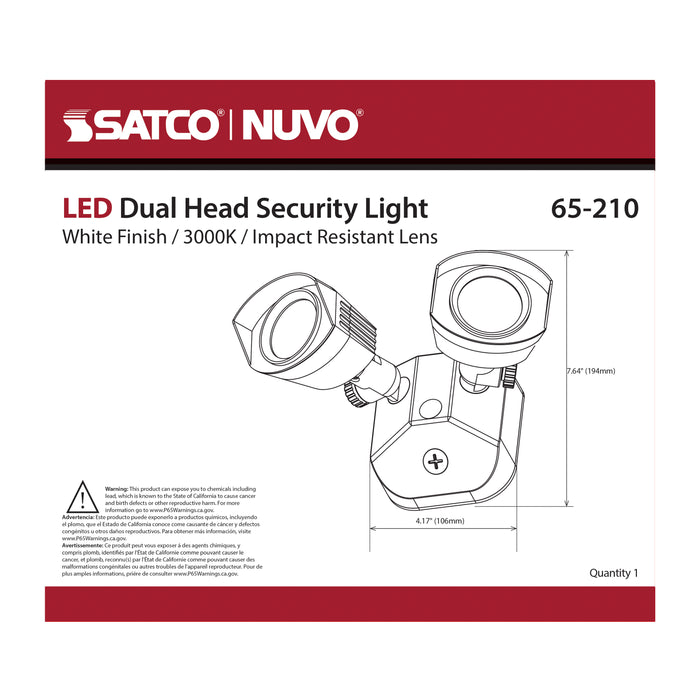 SATCO/NUVO LED Security Light Dual Head White Finish 3000K (65-210)