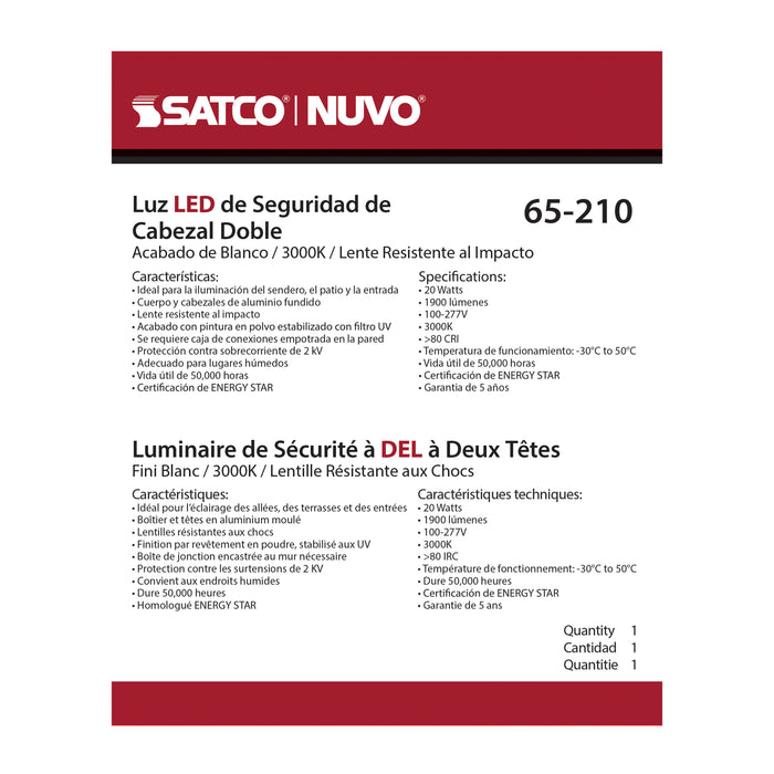 SATCO/NUVO LED Security Light Dual Head White Finish 3000K (65-210)