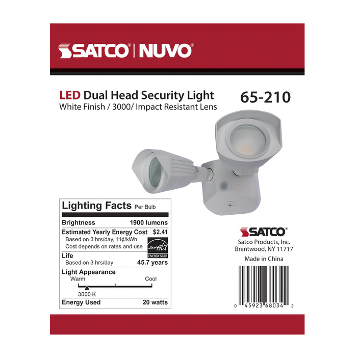 SATCO/NUVO LED Security Light Dual Head White Finish 3000K (65-210)