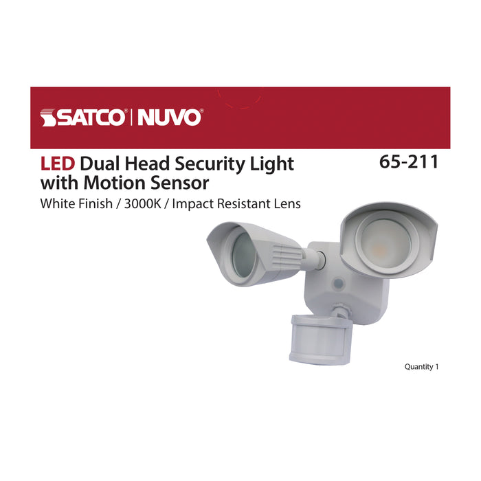 SATCO/NUVO LED Security Light Dual Head White Finish 3000K Motion Sensor (65-211)