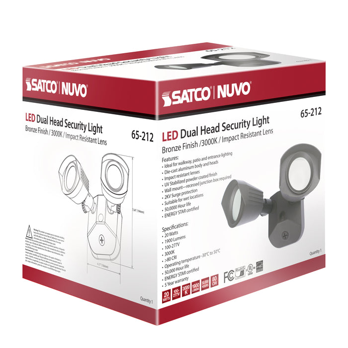 SATCO/NUVO LED Security Light Dual Head Bronze Finish 3000K (65-212)