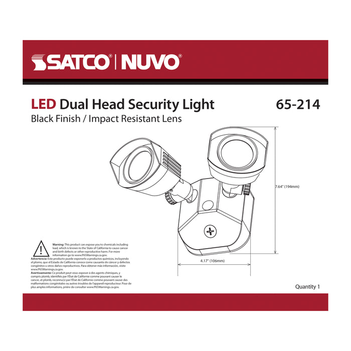 SATCO/NUVO LED Security Light Dual Head Black Finish 3000K (65-214)