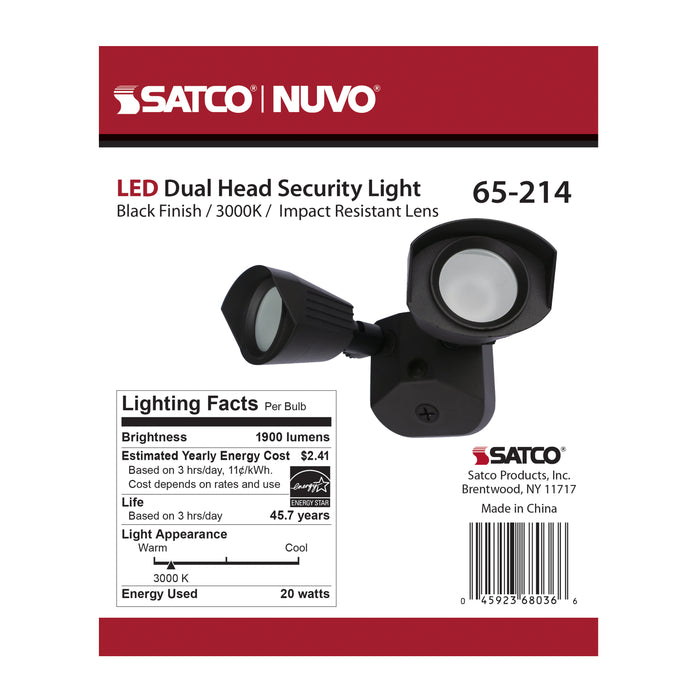 SATCO/NUVO LED Security Light Dual Head Black Finish 3000K (65-214)