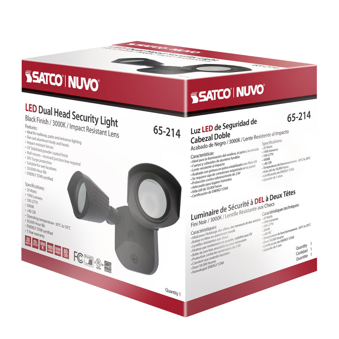 SATCO/NUVO LED Security Light Dual Head Black Finish 3000K (65-214)