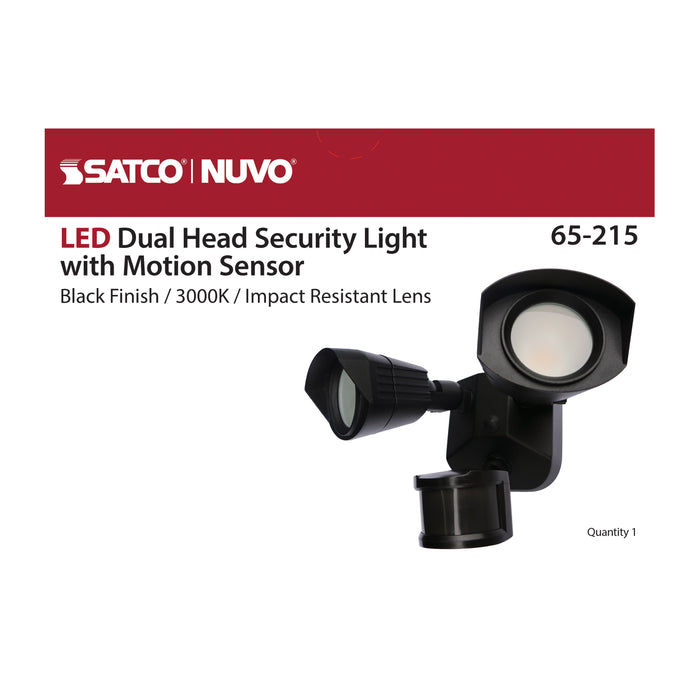SATCO/NUVO LED Security Light Dual Head Black Finish 3000K Motion Sensor (65-215)