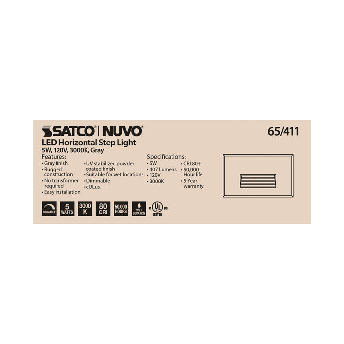 SATCO/NUVO LED Horizontal Step Light 5W Gray Finish 120V 3000K (65-411)